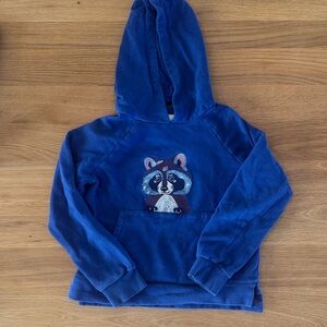 Mini Boden Blue Hoodie with Raccoon embroidery